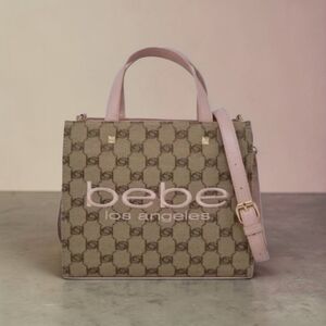 NWT Bebe Los Angeles Blush Mini Tote Bag Logo Print